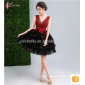black two-piece floral embroidered mini Alibaba china sexy evening dress peach color